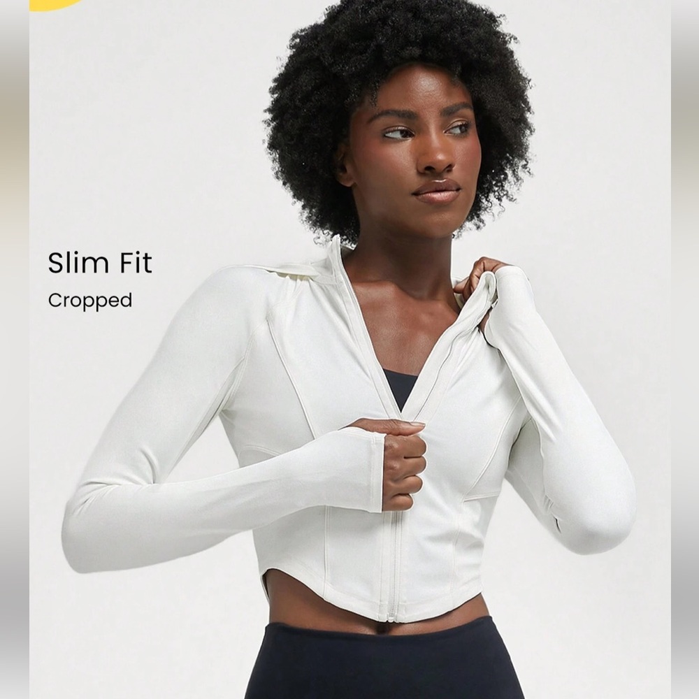 Slim Fit Cropped Jacket - White
